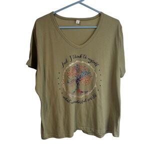 Chicyea Women Size 3X Graphic Green T-Shirt Casual Colorful Dopamine Everyday